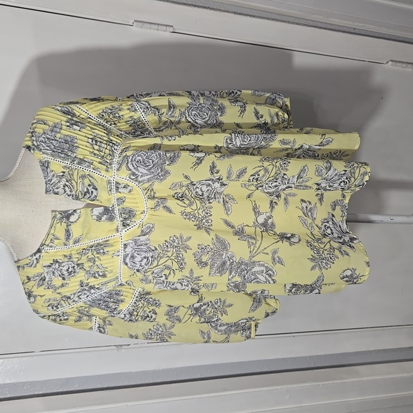 Ivy Jane Yellow Floral Blouse Boho Style 3/4 Sleeve Sz XL - Picture 1 of 9